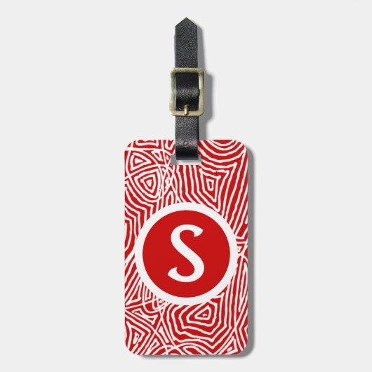 Rood Initiaal Bagagelabel (Voorkant verticaal)