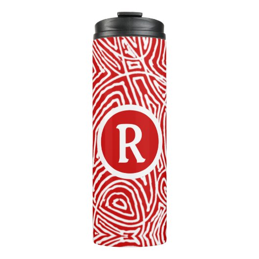 Rood Initiaal met kribbleafdruk Thermosbeker (Voorkant)