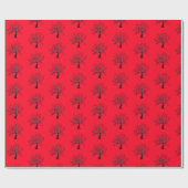 Rood Inpakpapier met Bomen - Kies Kleur (Vlak)