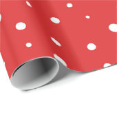 Rood inpakpapier met witte stippen (Rol Hoek)