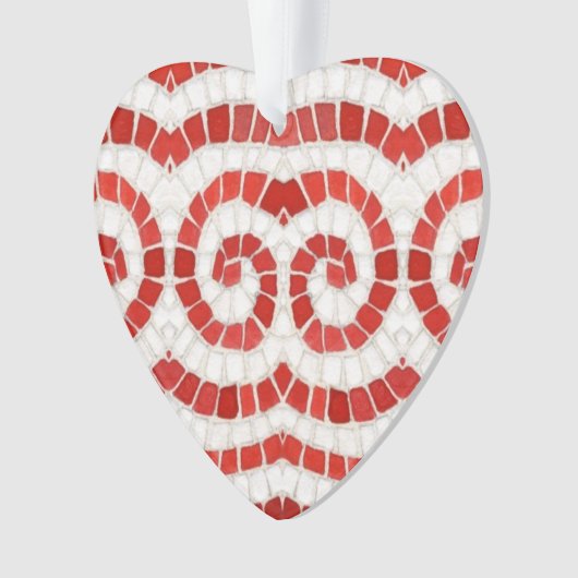 ROOD IONISCH MOZAÏEK Acryl Hart Ornament (voorkant)