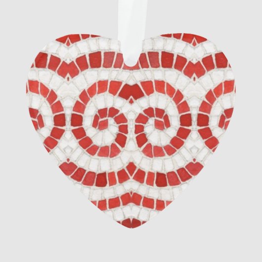 ROOD IONISCH MOZAÏEK Acryl Hart Ornament (achterkant)