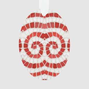 ROOD IONISCH MOZAÏEK Acryl Ovaal Ornament