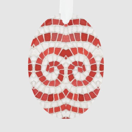 ROOD IONISCH MOZAÏEK Acryl Ovaal Ornament (achterkant)