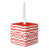 ROOD IONISCH MOZAÏEK Houten Kubus Ornament (Achter hoekig)