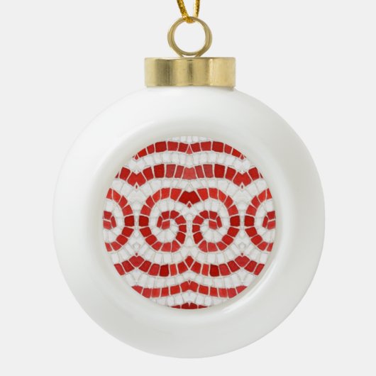 ROOD IONISCH MOZAÏEK Keramisch Bal Ornament (Voorkant)