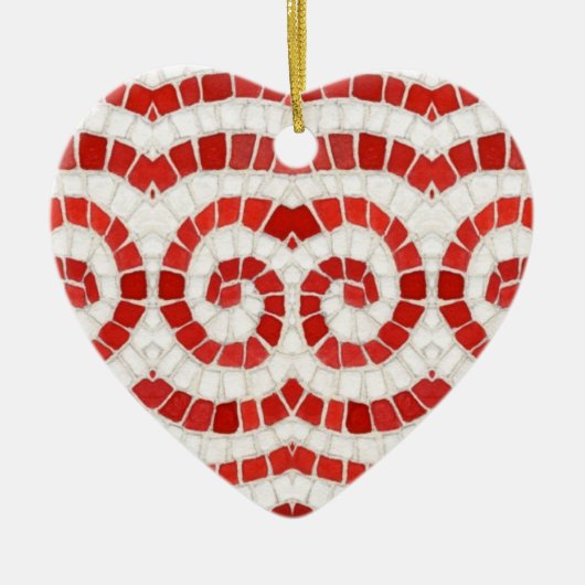 ROOD IONISCH MOZAÏEK Keramisch Hart Ornament (Voorkant)