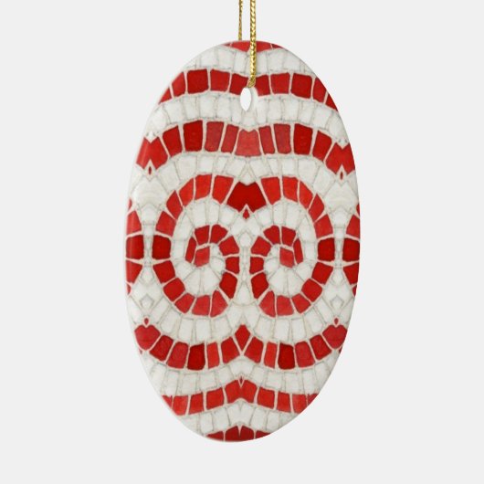 ROOD IONISCH MOZAÏEK Keramisch Ovaal Ornament (Rechts)