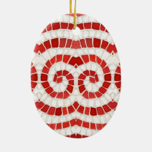 ROOD IONISCH MOZAÏEK Keramisch Ovaal Ornament (Achterkant)