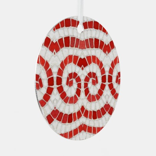 ROOD IONISCH MOZAÏEK Metal Circle Ornament (Voorkant Rechts)