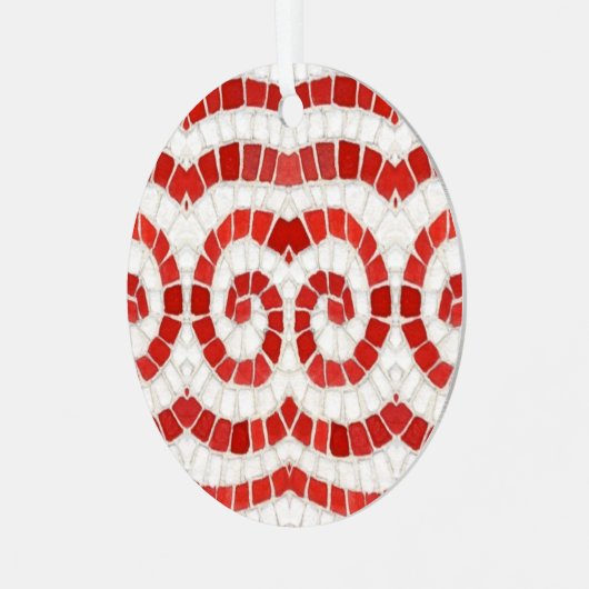 ROOD IONISCH MOZAÏEK Metal Circle Ornament (Voorkant links)