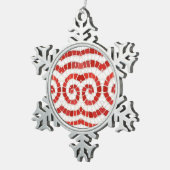ROOD IONISCH MOZAÏEK Pewter Sneeuwvlok Ornament (Rechts)