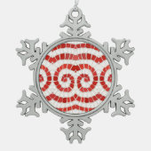 ROOD IONISCH MOZAÏEK Pewter Sneeuwvlok Ornament (Voorkant)