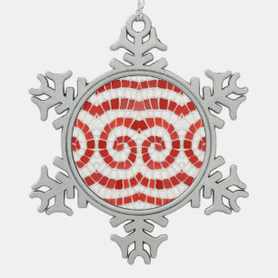 ROOD IONISCH MOZAÏEK Tin Sneeuwvlok Kerstversierin Ornament