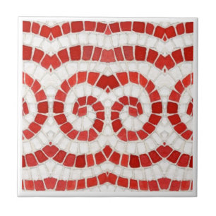 ROOD IONISCHE MOZAÏEK 10,8 CM KERAMISCHE TEGEL TEGELTJE