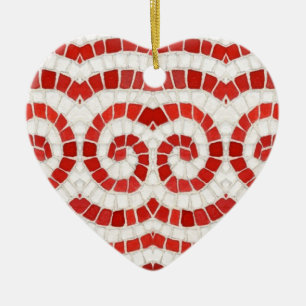 ROOD IONISCHE MOZAÏEK Keramiek Hart Ornament