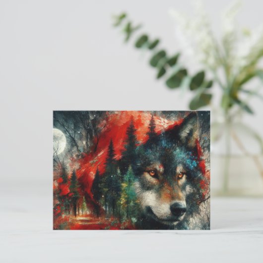 Rood is de wolf briefkaart (Staand voorkant)