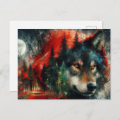 Rood is de wolf briefkaart (Voorkant / Achterkant)