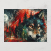 Rood is de wolf briefkaart (Voorkant)