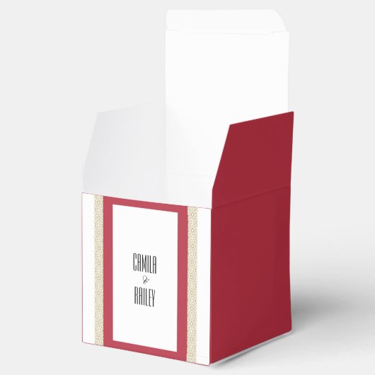 Rood Islamitisch Geometrisch Grens Bruiloft Bedankdoosjes (Geopend)