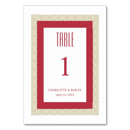 Rood Islamitisch Geometrisch Grens Bruiloft Kaart (Voorkant)