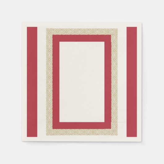 Rood Islamitisch Geometrisch Grens Bruiloft Servet (Voorkant)