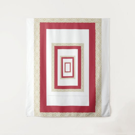 Rood Islamitisch Geometrisch Grens Bruiloft Wandkleed (Voorkant)