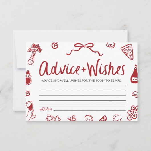 Rood Italiaans advies en wensen Vrijgezellenfeest  Kaart (Voorkant)