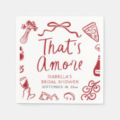 Rood Italiaans Dat is Amore Pizza Pasta Vrijgezell Servet (Voorkant)