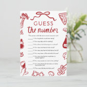 Rood Italiaans Guess Het Nummer Vrijgezellenfeest  Kaart (Staand voorkant)