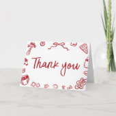Rood Italiaans Hand getrokken Baby shower Dankjewe Bedankkaart (Voorkant)