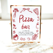 Rood Italiaans handgetekende Baby shower Pizza Bar Poster