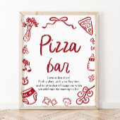 Rood Italiaans handgetekende Baby shower Pizza Bar Poster