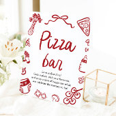 Rood Italiaans handgetekende Baby shower Pizza Bar Reclamebord Met Voetstuk