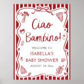 Rood Italiaans Schattige Ciao Bambino Baby shower  Poster (Voorkant)