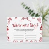 Rood Italiaans waar waren ze Vrijgezellenfeest spe Kaart (Staand voorkant)