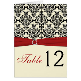 Rood, Ivoor, en Zwart Damask Tafelnummer Kaart
