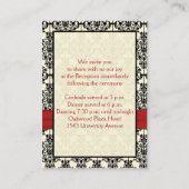 Rood, Ivoor en Zwart Damast Receptie Kaart (Achterkant)