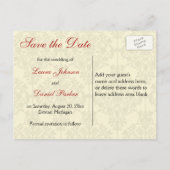 Rood, Ivoor en Zwart Save the Date Briefkaart (Achterkant)