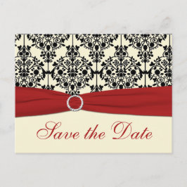 Rood, Ivoor en Zwart Save the Date Briefkaart