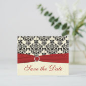 Rood, Ivoor en Zwart Save the Date Briefkaart (Staand voorkant)
