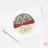 Rood, Ivoor, en Zwarte Damask 3"Dank u Sticker (Envelop)