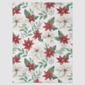 Rood & Ivoor Poinsettia Holiday Tissue Paper Tissuepapier (Voorkant)