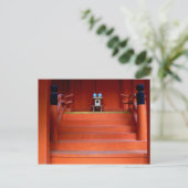 Rood Japans heiligdom met twee kleine turquoise va Briefkaart (Staand voorkant)