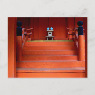 Rood Japans heiligdom met twee kleine turquoise va Briefkaart