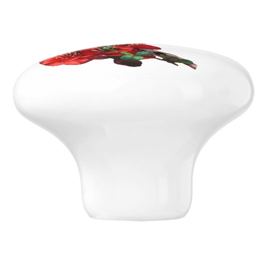 Rood Japans konijnenbrood wit Keramische Knop (Zijkant)