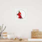 Rood Japans konijntje Blossom wit Poster (Keuken)