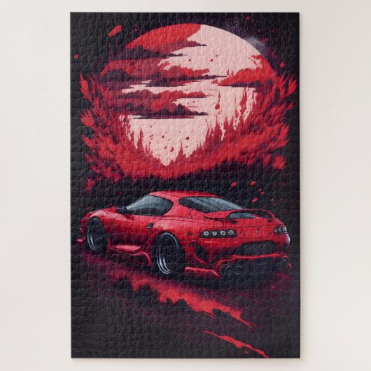 Rood Japans Supra Auto Gift voor Hem Mancave Legpuzzel (Verticaal)