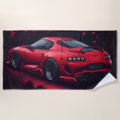 Rood Japans Supra Auto Gift voor Hem Strandlaken (Voorkant)