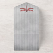 Rood Jeweled Dragonfly Bruiloft All In One Uitnodiging (Buitenkant)